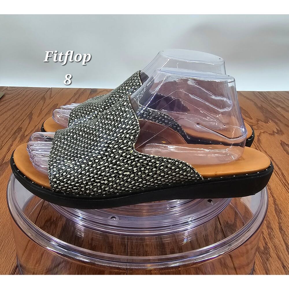 Fitflop‎ Saffi Dotted Slide Sandal Snake Print Embossed Leather